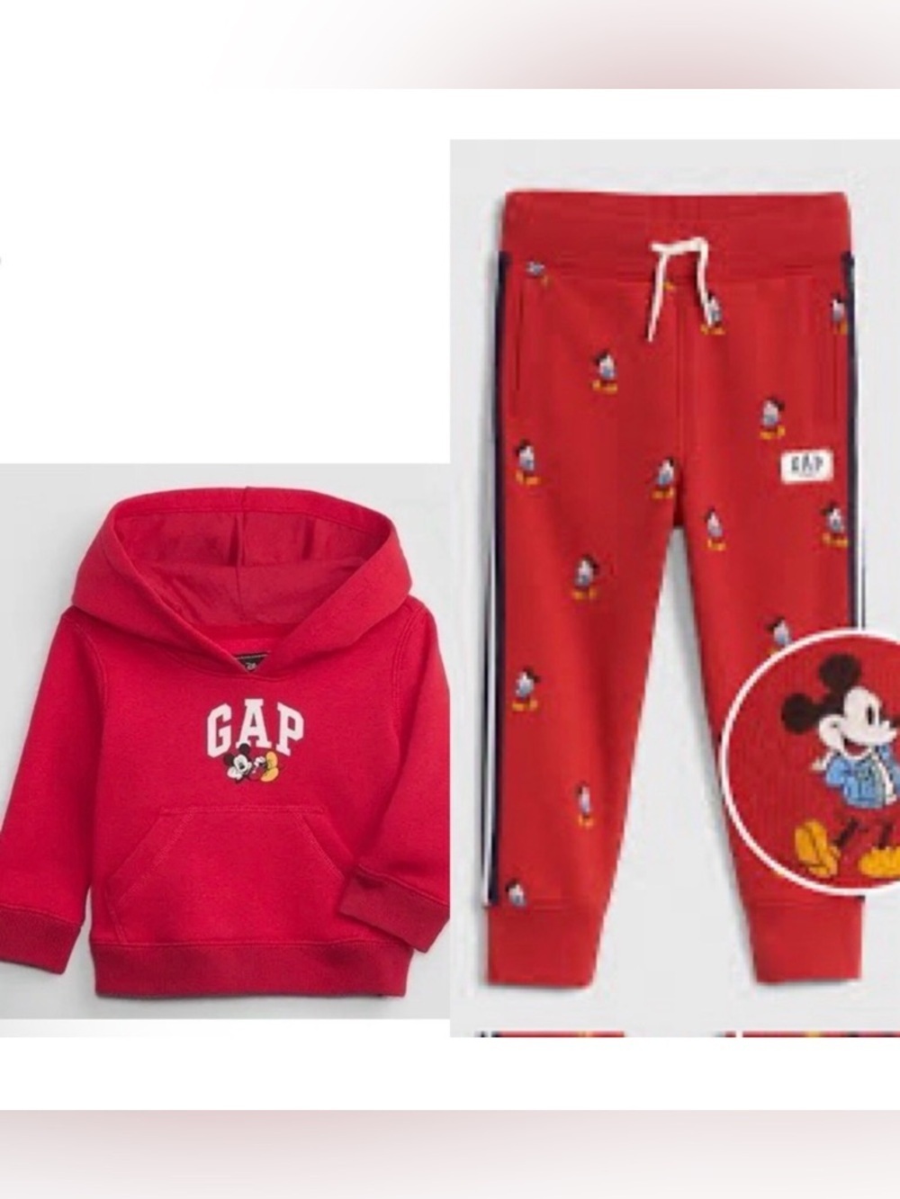 GAP Kids Disney Mickey Mouse Red Sweatsuit Hoodie Joggers 3T
